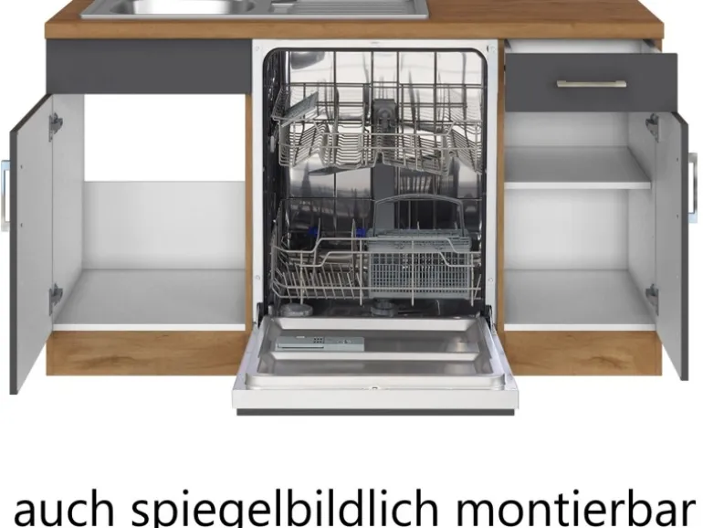 Held Möbel Küchenzeile Sorrento 210/ 270 cm Anthrazit-Wotaneiche Winkel