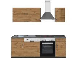 Held Möbel Küchenzeile Sorrento 210 cm Wotaneiche-Grafit