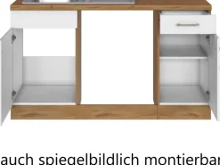 Held Möbel Küchenzeile Sorrento 210/ 270 cm Weiß-Wotaneiche o. E-Geräte Winkel