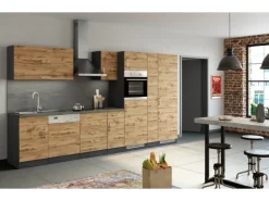 Held Möbel Küchenzeile Sorrento 360 cm Wotaneiche-Grafit