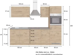 Held Möbel Küchenzeile Sorrento 270 cm Wotaneiche-Grafit ohne E-Geräte