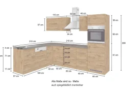 Held Möbel Küchenzeile Sorrento 210/270 cm Anthra.-Wotaneiche o. E-Geräte Winkel