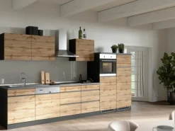 Held Möbel Küchenzeile Turin 360 cm Wotaneiche-Graphit ohne E-Geräte