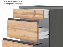 Held Möbel Küchenzeile Turin 360 cm Wotaneiche-Graphit mit E-Geräten