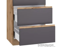 Held Möbel Küchenzeile Turin 360 cm Graphit-Wotaneiche mit E-Geräten