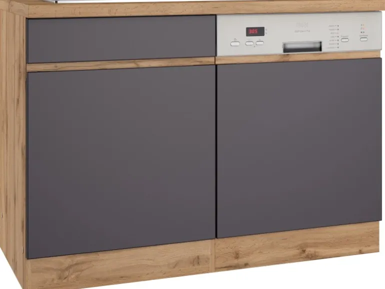 Held Möbel Spülenunterschrank Turin 120cm mit GSP-Blende Graphit/WotanEiche