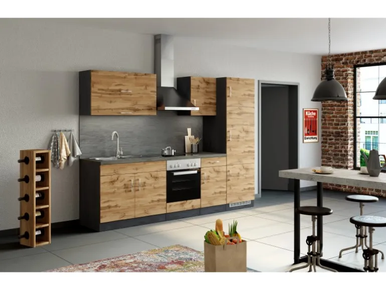 Held Möel Küchen-Spülenschrank Sorrento 100x85xT60cm 2 Türen WotanEiche-Grafit