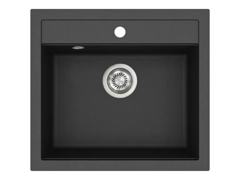 Helika Einbauspüle Granitverbundstoff Quadro 56 cm x 51 cm Schwarz