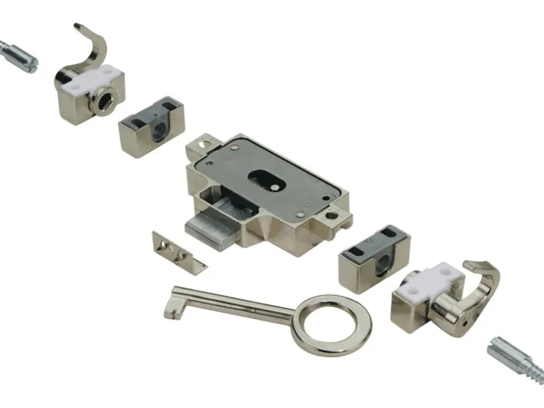 Hettich Nutbart-Drehstangenschloss Rechts Vernickelt 25 mm
