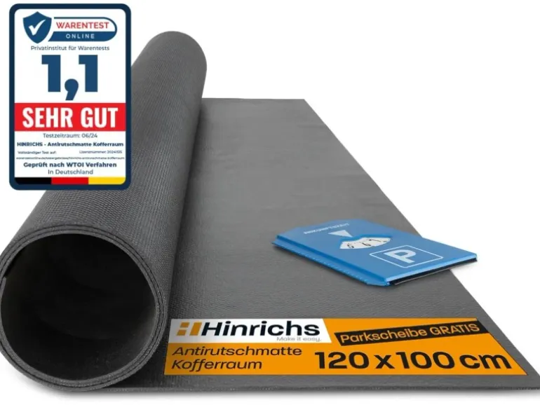 Hinrichs Antirutschmatte Auto 120 x 100 cm Kofferraummatte Anti Rutsch