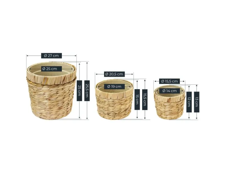 HMF 37280-14CM+19CM+25CM Innovativer Blumentopf Wasserhyazinthe Pflanztopf Rund 3 Größen