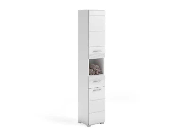 Hochschrank Linus Hochglanz Weiß 30 cm zweitürig