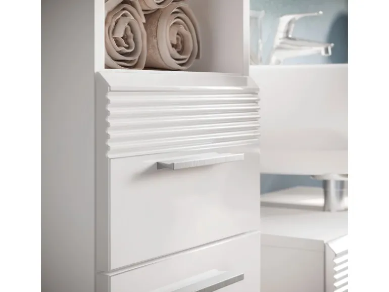 Hochschrank Linus Hochglanz Weiß 30 cm zweitürig