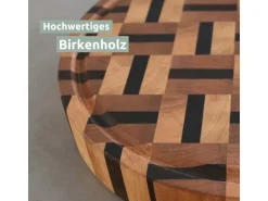 holz4home Schneidebrett Servierbrett Rund aus Birke