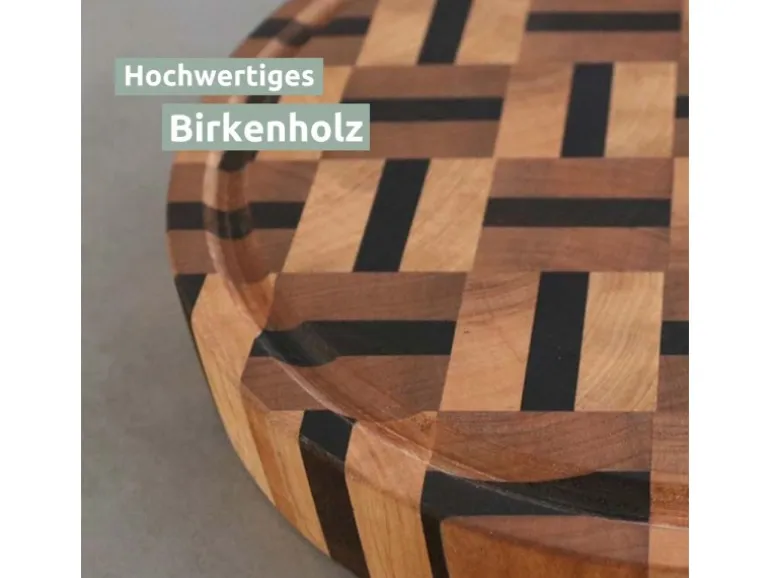 holz4home Schneidebrett Servierbrett Rund aus Birke