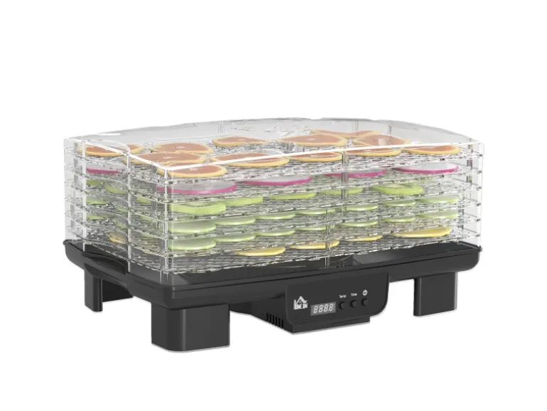 HOMCOM Dörrautomat Dörrgerät Kunststoff Schwarz 43L x 29,5B x 28H cm