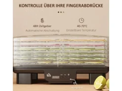 HOMCOM Dörrautomat Dörrgerät Kunststoff Schwarz 43L x 29,5B x 28H cm
