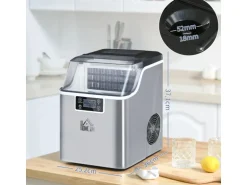 HOMCOM Eiswürfelmaschine Rostfreier Stahl Kupfer Silber 36L x 252B x 371H cm