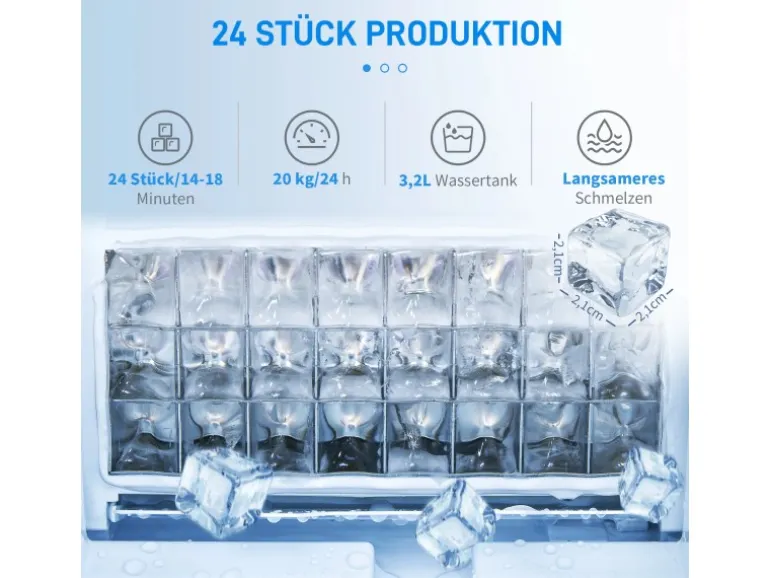 HOMCOM Eiswürfelmaschine Rostfreier Stahl Kupfer Silber 36L x 252B x 371H cm