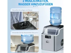 HOMCOM Eiswürfelmaschine Rostfreier Stahl Kupfer Silber 36L x 252B x 371H cm