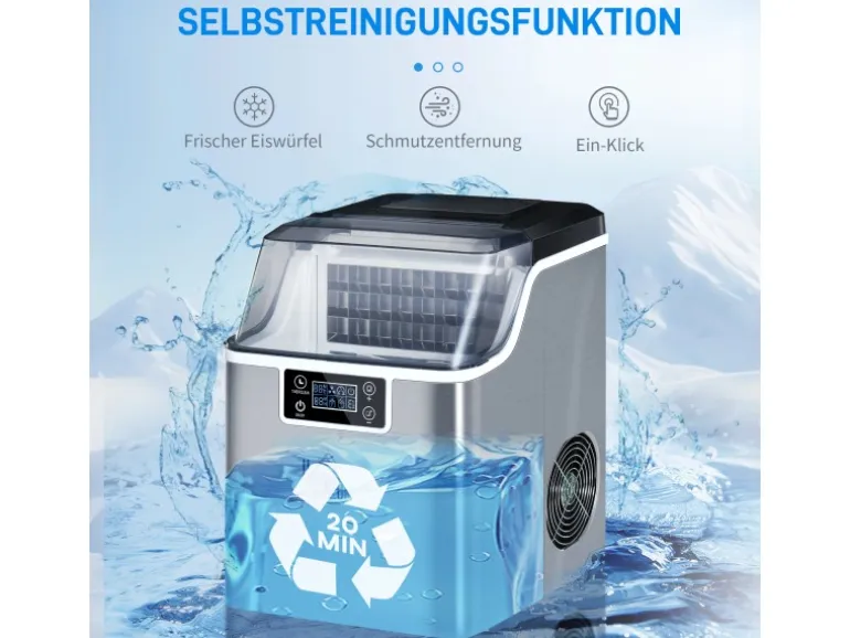 HOMCOM Eiswürfelmaschine Rostfreier Stahl Kupfer Silber 36L x 252B x 371H cm