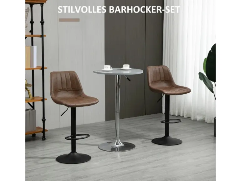 HOMCOM 2er Set Barhocker Höhenverstellbarer Küchenhocker