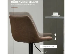 HOMCOM 2er Set Barhocker Höhenverstellbarer Küchenhocker