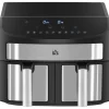HOMCOM Heißluftfritteuse mit Doppelkammer Airfryer 10 Programmen 2400 W Schwarz