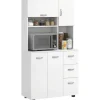 HOMCOM Küchenschrank MDF Spanplatte 89L x 39,5B x 168H cm Weiß