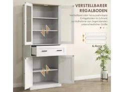 HOMCOM Küchenschrank MDF Spanplatte Cremeweiß 76L x 40B x 182,5H cm