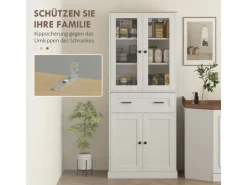 HOMCOM Küchenschrank MDF Spanplatte Cremeweiß 76L x 40B x 182,5H cm