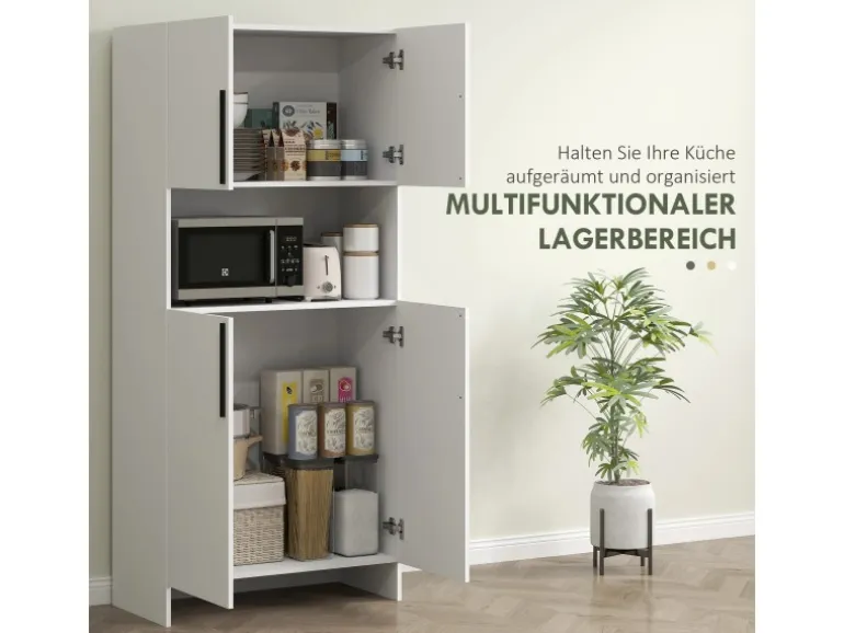 HOMCOM Küchenschrank Spanlatte 79L x 40B x 175H cm Weiß