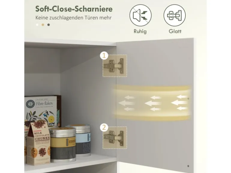 HOMCOM Küchenschrank Spanlatte 79L x 40B x 175H cm Weiß
