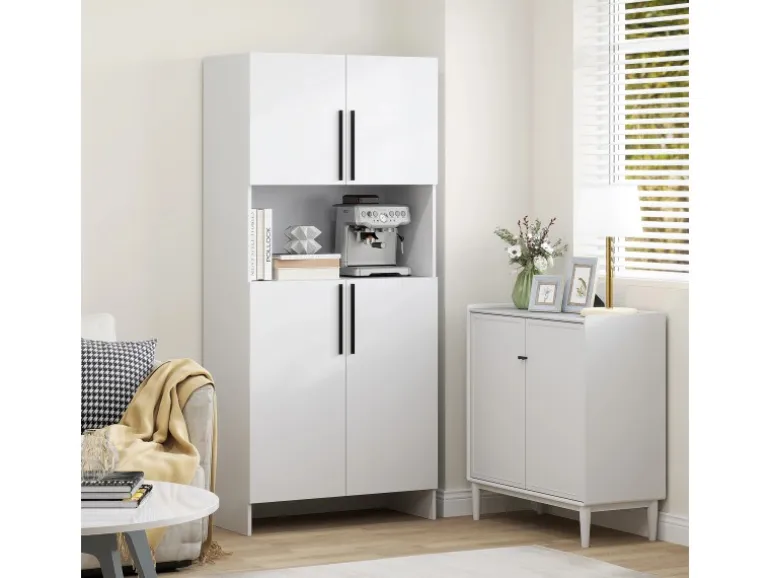 HOMCOM Küchenschrank Spanlatte 79L x 40B x 175H cm Weiß