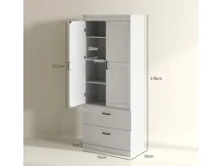 HOMCOM Küchenschrank Spanplatte MDF 75L x 39B x 178H cm Cremeweiß
