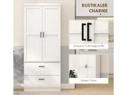 HOMCOM Küchenschrank Spanplatte MDF 75L x 39B x 178H cm Cremeweiß