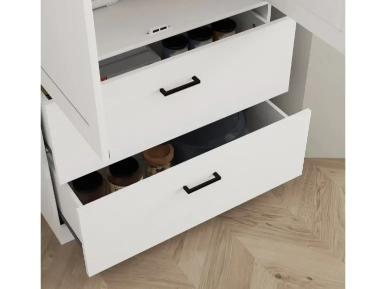 HOMCOM Küchenschrank Spanplatte MDF 75L x 39B x 178H cm Cremeweiß