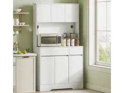 HOMCOM Küchenschrank Spanplatte MDF 100L x 38B x 180H cm Weiß