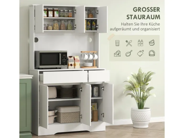 HOMCOM Küchenschrank Spanplatte MDF 100L x 38B x 180H cm Weiß