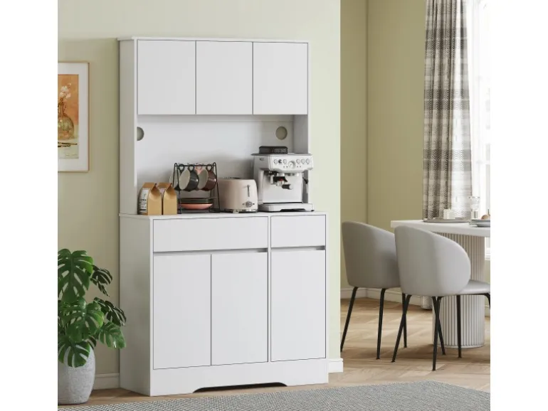 HOMCOM Küchenschrank Spanplatte MDF 100L x 38B x 180H cm Weiß