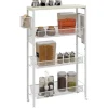 HOMCOM Küchenwagen mit 3 Ebenen Korb Arbeitsplatte Stahl 58 x 18,5 x 87 cm Weiß