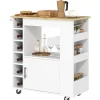 HOMCOM Küchenwagen mit Arbeitsplatte Spanplatte Eiche 83L x 40B x 83H cm