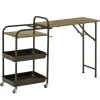 HOMCOM Küchenwagen mit Klappbarer Tischplatte Rustikal-Braun 118 x 36,5 x 82cm