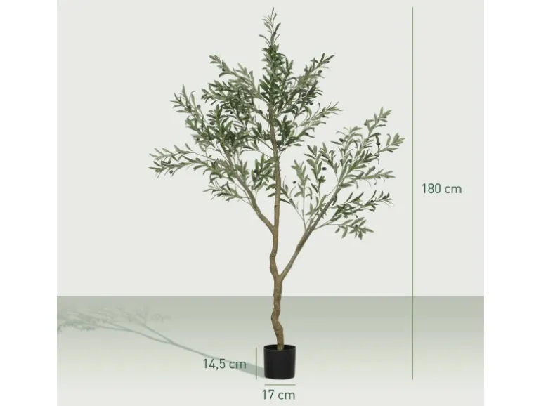 HOMCOM Künstlicher Olivenbaum Groß 180 cm Kunstpflanze Künstliche Pflanzen