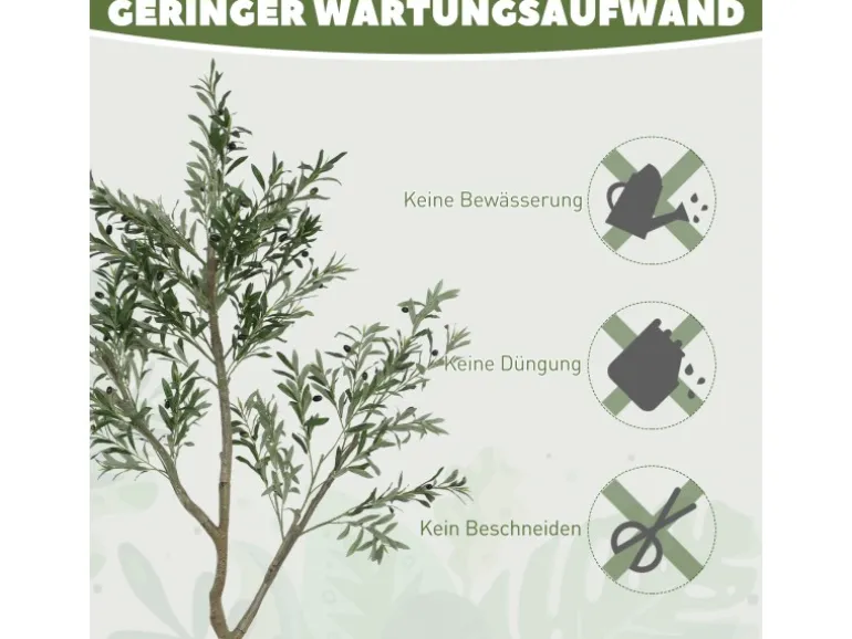 HOMCOM Künstlicher Olivenbaum Groß 180 cm Kunstpflanze Künstliche Pflanzen