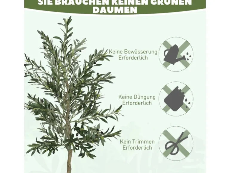 HOMCOM Künstlicher Olivenbaum Groß 180 cm Plastik Künstliche Pflanzen