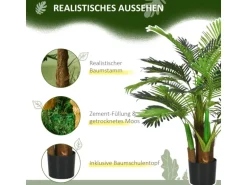 HOMCOM Kunstpflanze mit 27 Zweige Kunststoff Zement Ø16 x 100H cm