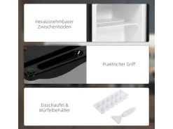 HOMCOM Mini Gefrierschrank  Stahl Kunststoff Silber 47L x 44,2B x 48,8H cm
