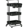 HOMCOM Servierwagen mit Haken Stahl ABS Schwarz 42L x 38B x 86,5H cm