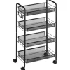 HOMCOM Servierwagen mit Haken Stahl Schwarz 45L x 26,5B x 84H cm